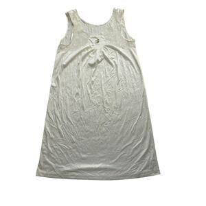 Vintage Sleeveless‎ Lace & Silk-like Cream Night Gown w/ Yellow Flower